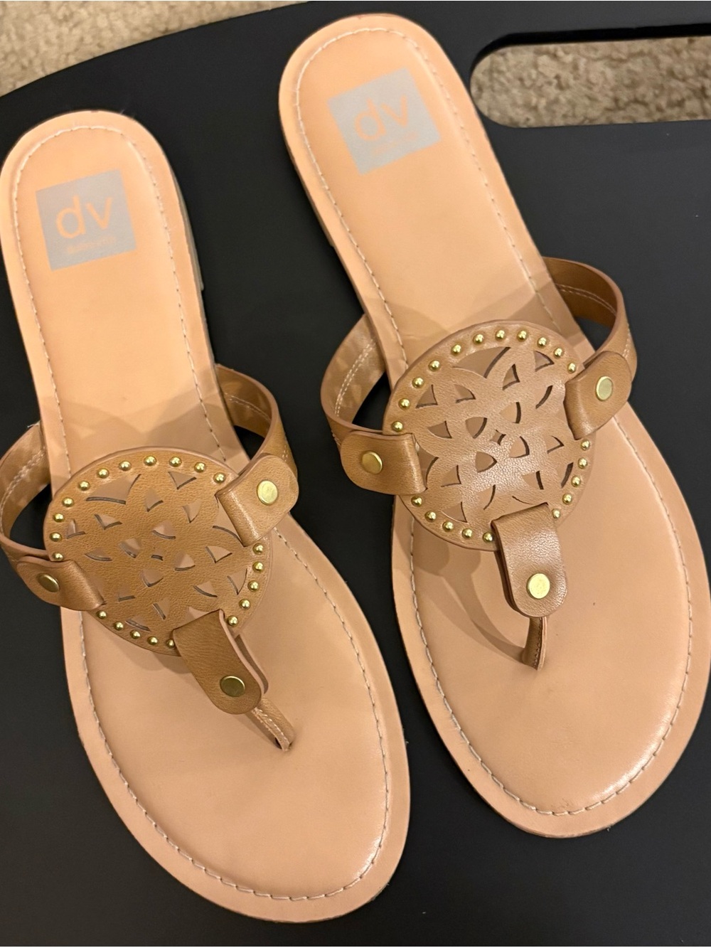 DV by Dolce Vita Tan Cutout Medallion Thong Sandals